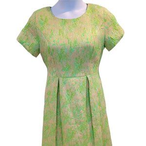 Natasia Green and Gold Modest Short Sleeve Dress